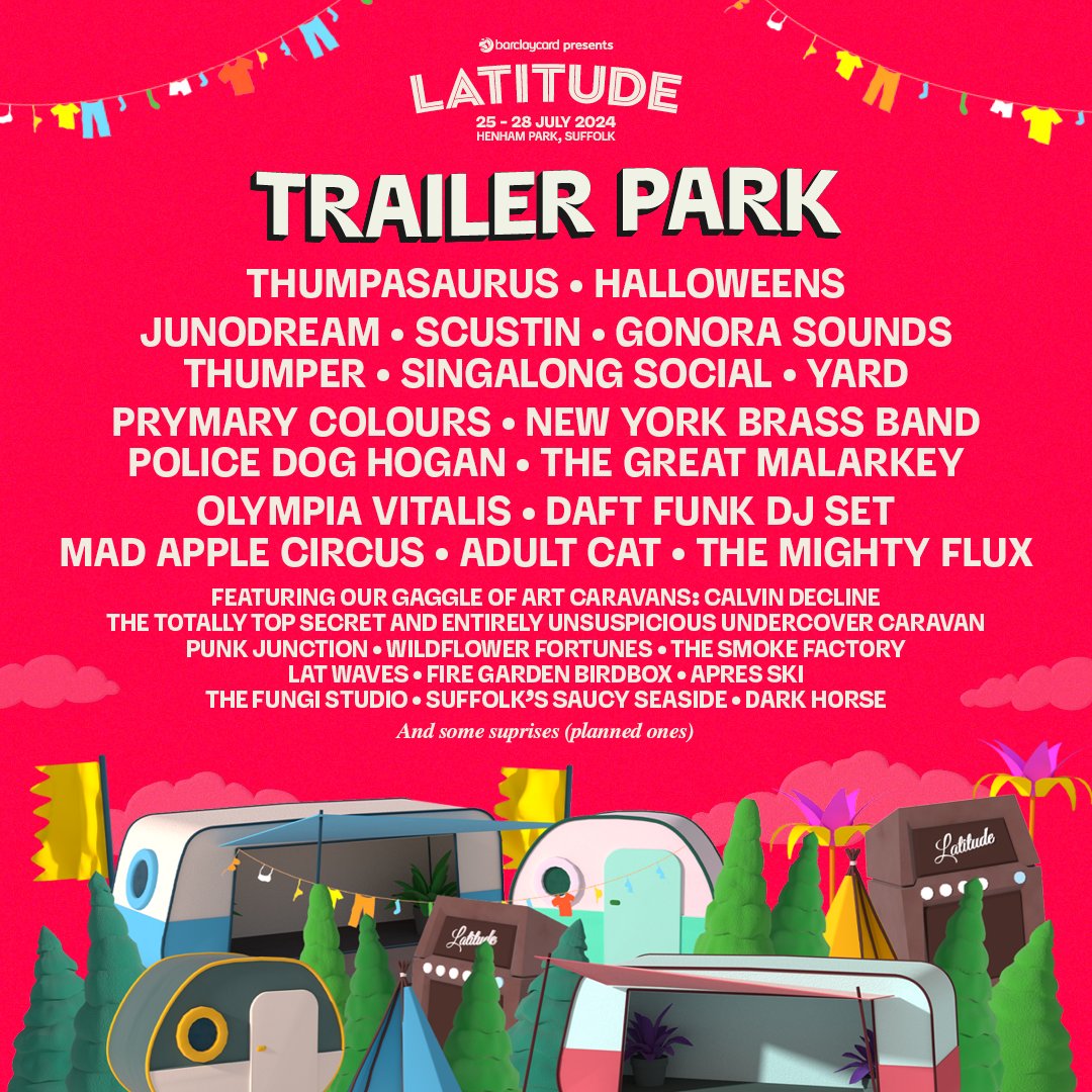 Your Trailer Park line up has arrived! Meet the artists heading to our woodland mobile metropolis this July…🌿 Read about all the new Trailer Park additions here👉 tinyurl.com/4me9saeb #BarclaycardxLatitude