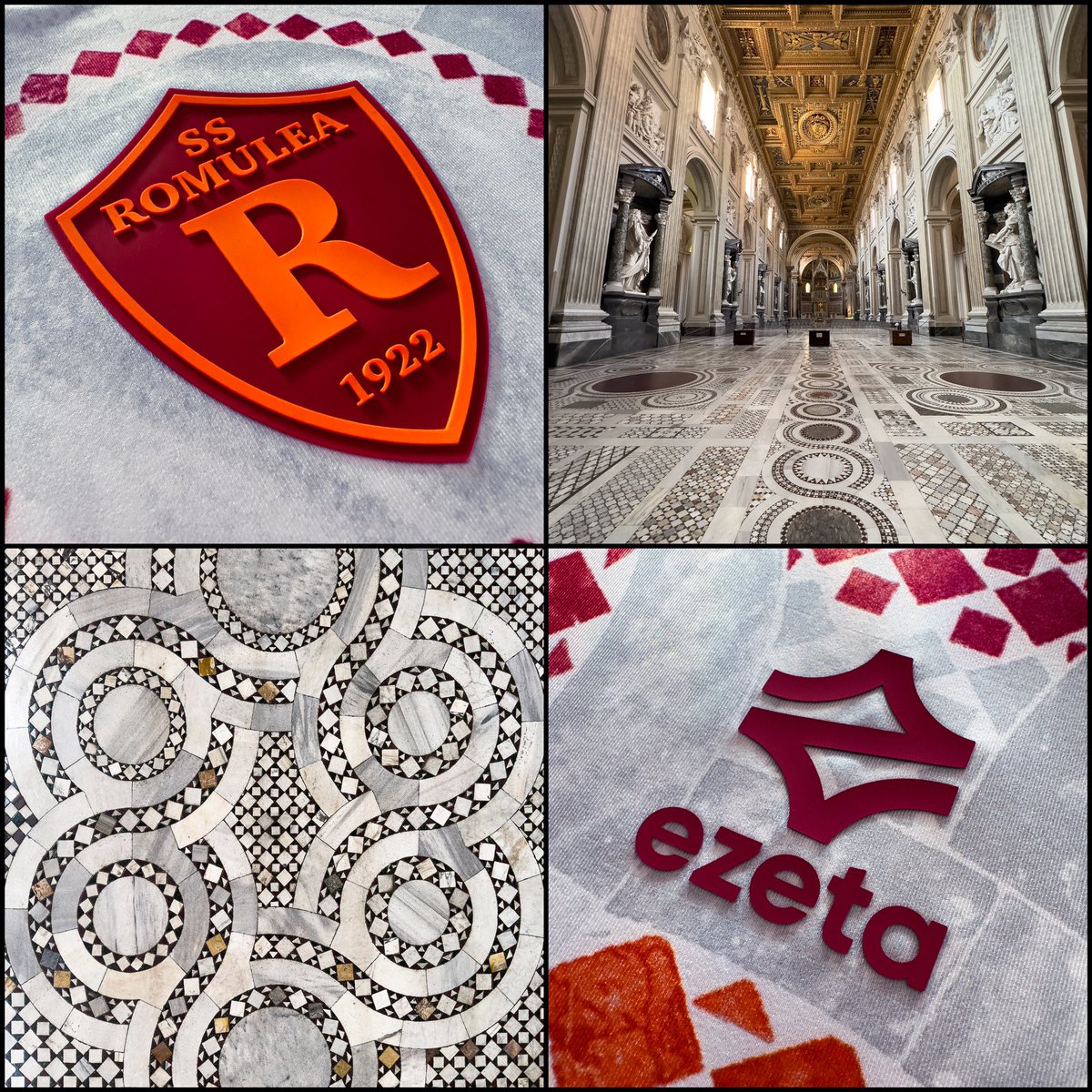 INCREDIBLE GIVEAWAY ⚪️🔴🟠 For your chance to win a Romulea Away Jersey 2024/25; inspired by the Cosmatesque Floor at the Basilica of St. John Lateran in Rome. 1. RT 2. Follow @TheyThinkKits and @ezeta 3. Tag a friend.