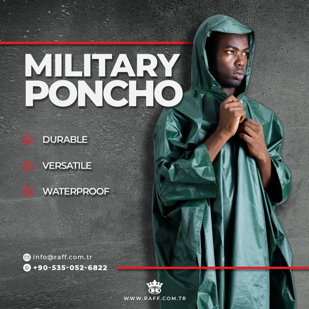 Much more than an ordinary raincoat: Introducing our game-changing Military Poncho model!

Prepare for sudden and harsh rainy weather with our Military Poncho models today!

#RaffMilitaryTextile #MilitaryPoncho #RainGear #OutdoorEssentials #RainyDaySolution #MilitaryEquipment