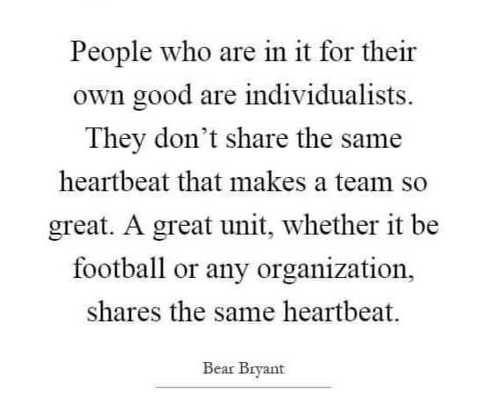 We want to have a TEAM full of players that are working for each other and not just for themselves. Football is a TEAM game and it requires everyone doing their role to WIN. The best players don't win championships, the best TEAMS do. #WeAreBlountstown #TEAM 🏈 🐅