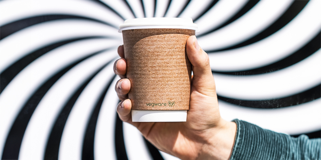 Compostable hot cups with a double wall for insulation. Who knew takeaway coffee could be so hypnotic? Shop our range of @vegware products here: creedfoodservice.co.uk/non-food/packa…