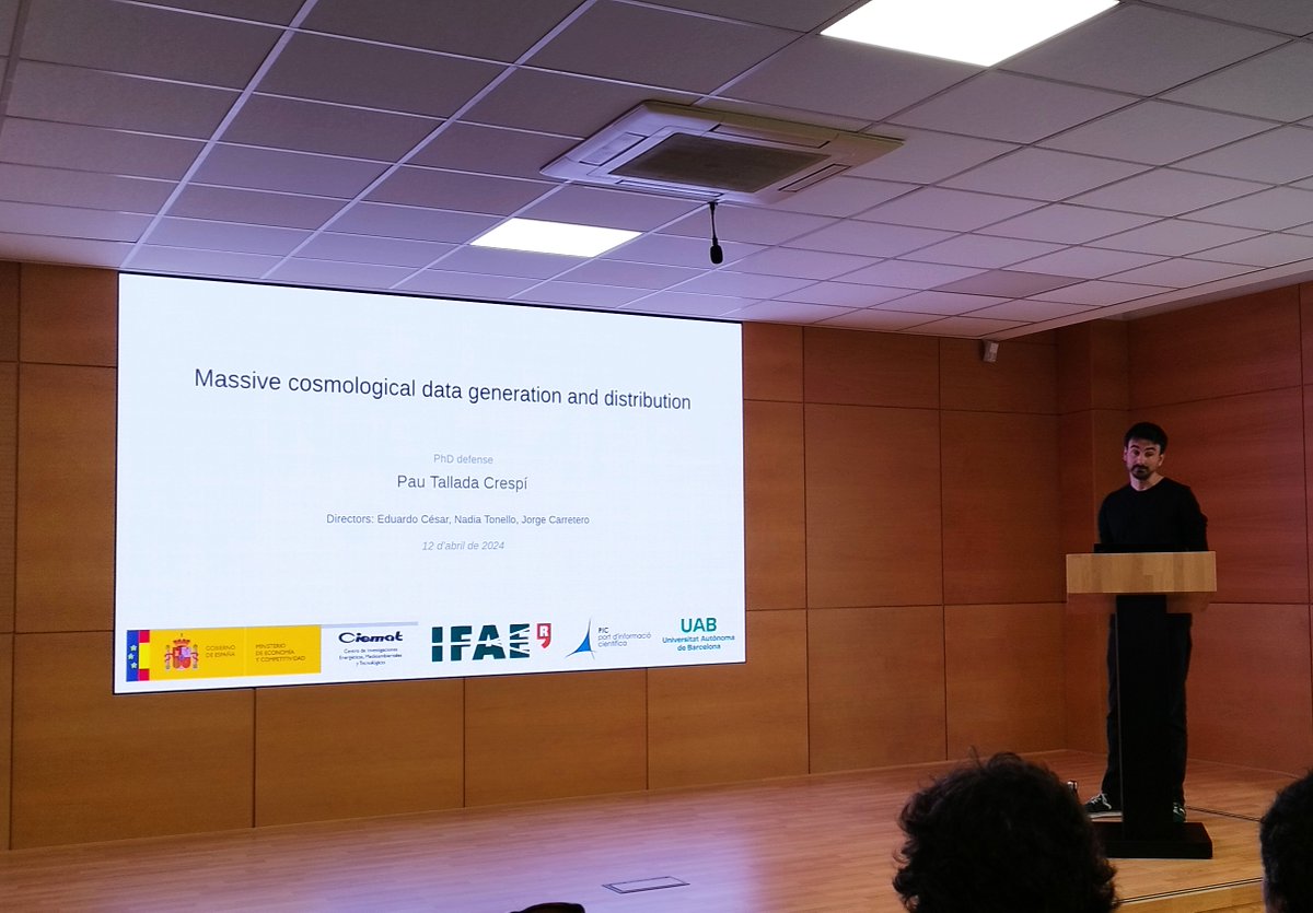 pic_es's tweet photo. Congratulations to @ptallada, from the Advanced Data Analysis Services department at PIC, on the successful defense of his #PhD Thesis. Quoting a member of the tribunal: “Science needs more #RSEng like you!” We are proud to have you in the team. https://t.co/1rELfuhYHq