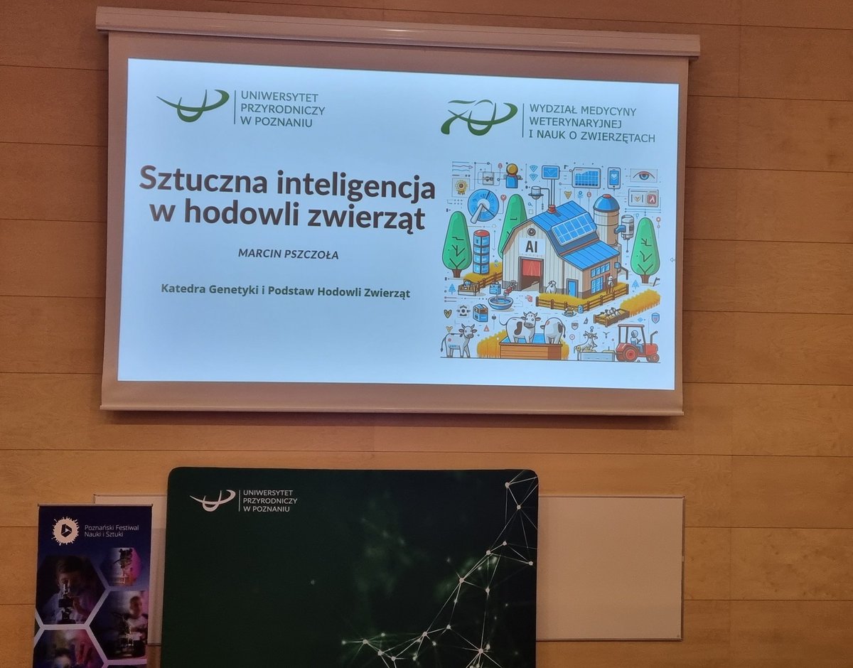 Dzisiaj nowe doświadczenie, wykład "Sztuczna Inteligencja w hodowli zwierząt" dla uczniów szkół podstawowych i licealistów na @up_poznan w ramach Poznański Festiwal Nauki i Sztuki