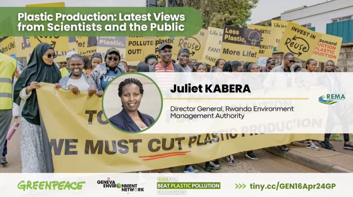 DG @Juliet_Kabera is speaking at today's event on Plastic Production: Latest Views from Scientists and the Public 'We need an approach that considers the full life-cycle of plastic. This includes, and I want to stress, a reduction in plastic production.' #BeatPlasticPollution