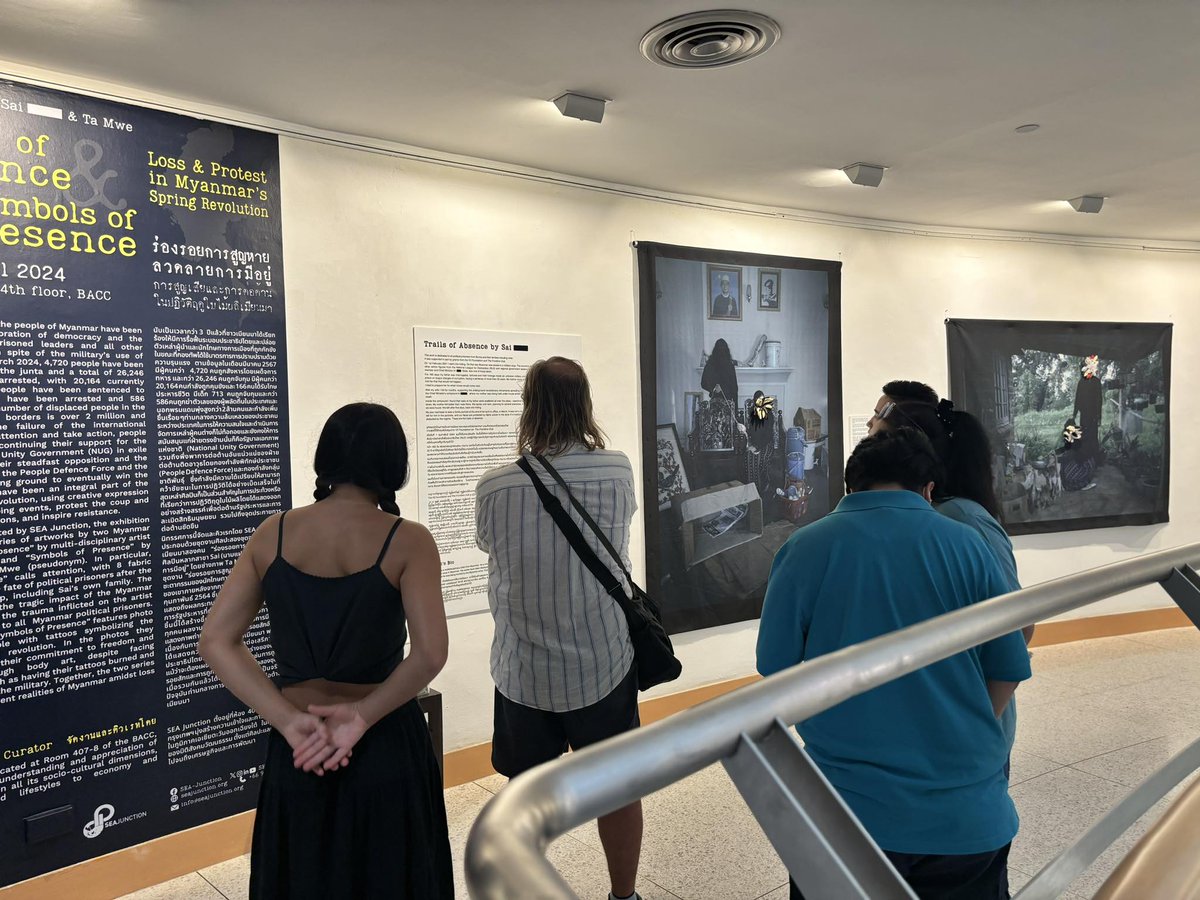 SEAJunction's tweet photo. Many visitors attended the Exhibition “Trails of Absence & Symbols of Presence: Loss & Protest in Myanmar’s Spring Revolution”
📅On display until 21 April 2024
🕗10 am - 8 pm
📌 Curved Wall, 4th floor, BACC
#WhatsHappeningInMyanmar #TaMwe #SpringRevolutionMyanmar https://t.co/6tTLaNrFpc