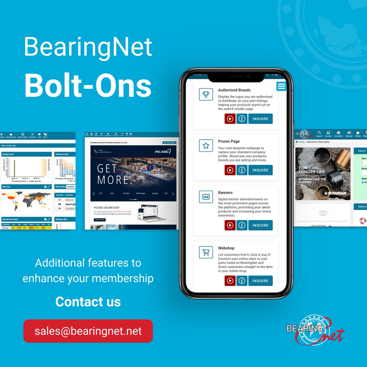 Are you benefiting from any of the additional features available alongside your BearingNet membership? See what is on offer by visiting the Bolt-Ons page here ➡️ members.bearingnet.net/General/Boltons #bearingnet #bearings #powertransmission #webshop #distributors