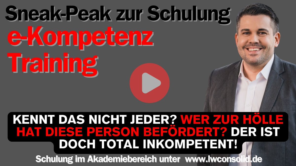 🚀 Sneak-Peak zum e-Kurs-Wirke kompetent, effektiv und effizient siehe:
youtube.de/@florianwey
youtube.de/@lwconsolid
#Karriereentwicklung #Effizienzsteigern #BusinessSkills #Kompetenztraining #Weiterbildung #Führungskräfteentwicklung #Projektmanagement #Lernmodelle