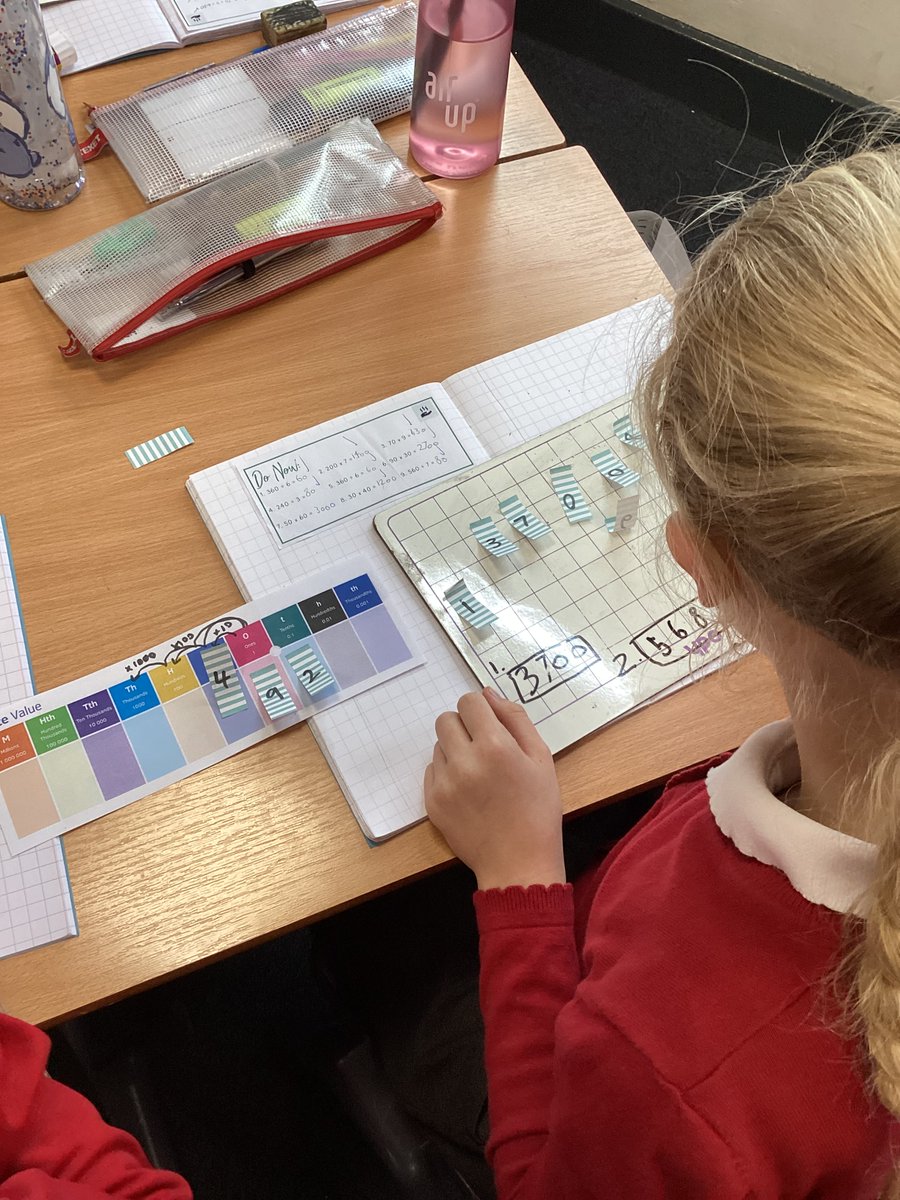BMJClassof25's tweet photo. Today in Y5, we used place value charts and jazzy, mini post-it notes to investigate multiplying decimals by 10, 100 and 1000. Safe to say we did some #headhurtlearning and we all #relishthechallenge at #BMJ https://t.co/JkByEKDjYn