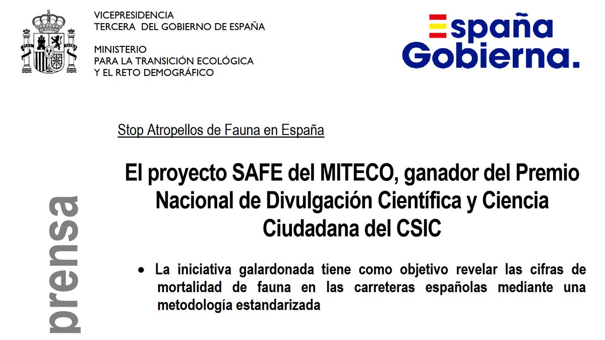 NotaDePrensa de @mitecogob: Equipo @ebdonana de #ProyectoSAFE (@revilla_eloy @CarlosR18339245 @m_paniw @Chikichanka @arvicolasapidus y un servidor) gana PremioNacional #DivulgaciónCientífica #CienciaCiudadana de @CSICdivulga miteco.gob.es/es/prensa/ulti… Gracias a todos los implicados!