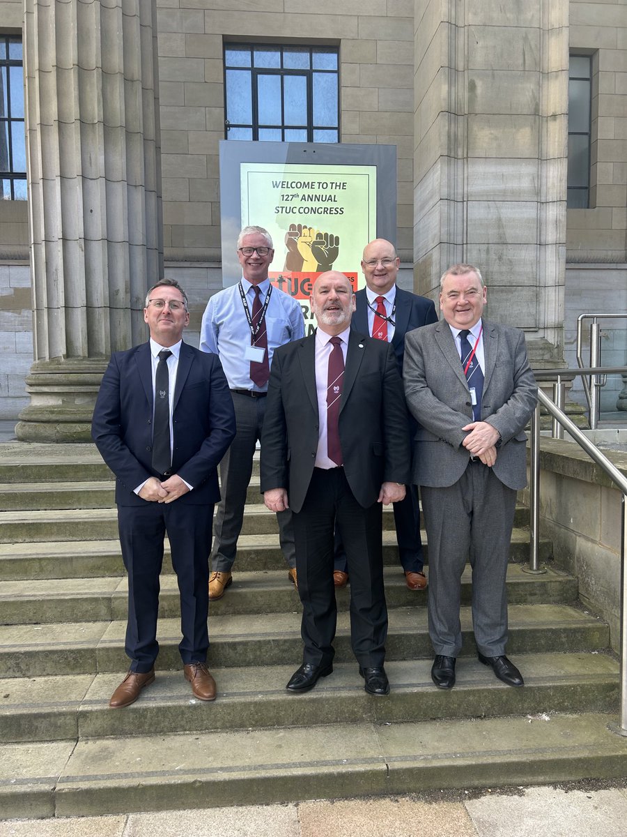 Our delegation at this year’s #STUC24 congress. We’ve got motions on the Railway, Palestine and anti trade union laws. Busy week in the hall and networking outside