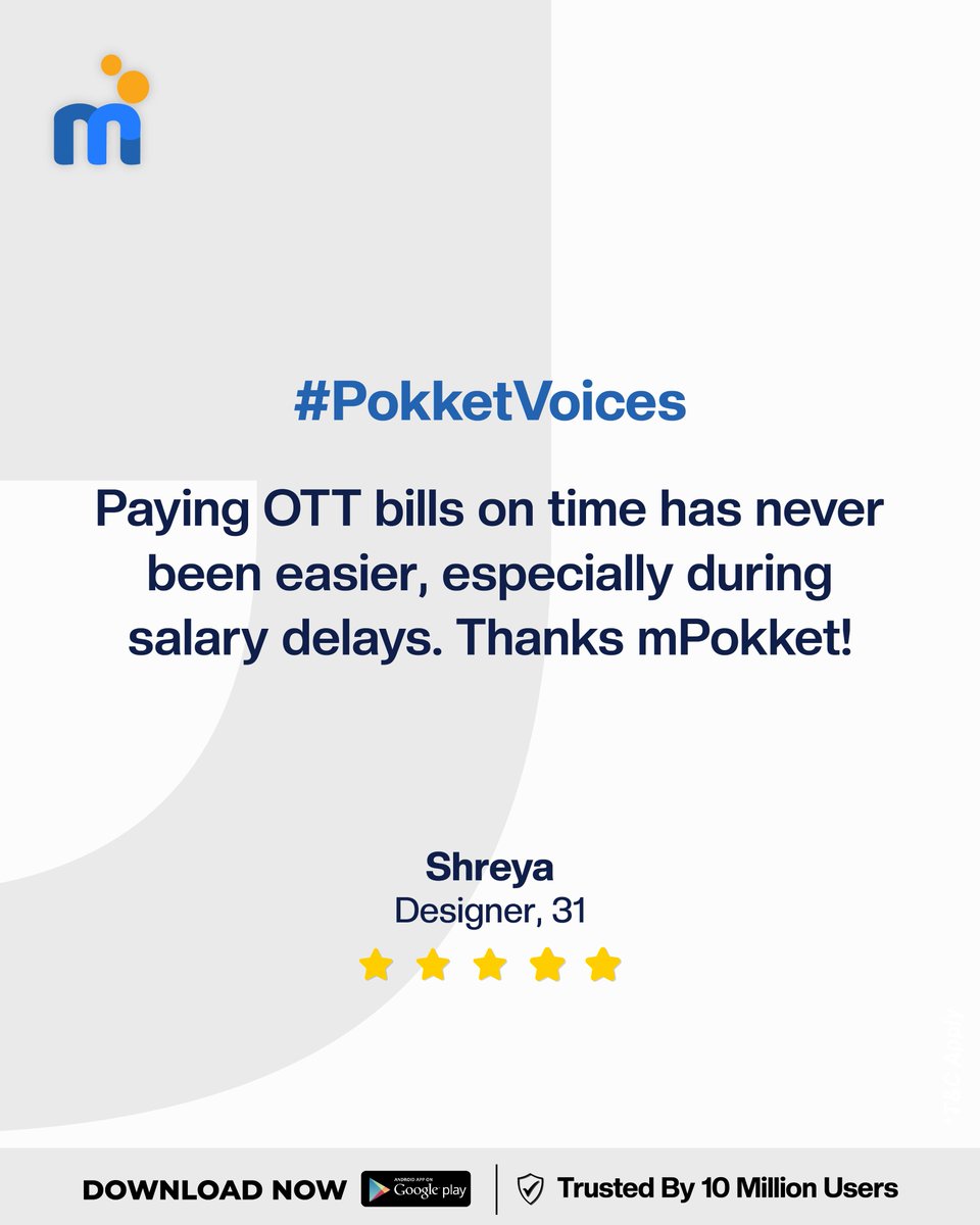 This week in #PokketVoices we have Shreya sharing how mPokket helps her in staying one step ahead👍of all her multiple OTT subscriptions bill payment📺😊You too can download the mPokket app📲& get set to access financial freedom in just a few taps⚡ #CustomerTestimonial #Fintech