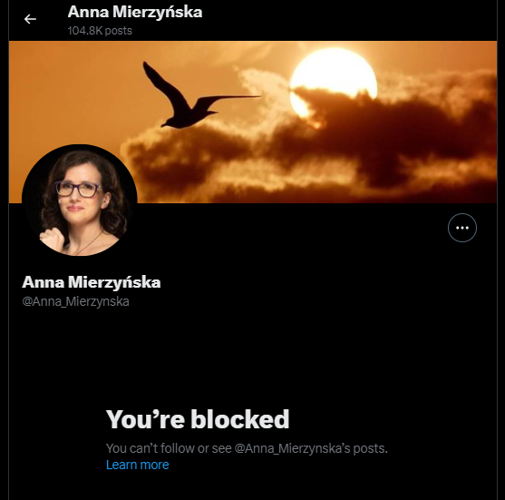 @SlawomirDebski @Anna_Mierzynska @oko_press Pani Ania walczy z dezinformacją dzielnie, a jak ktoś jej wytknie błąd, to cóż, zostanie zablokowany