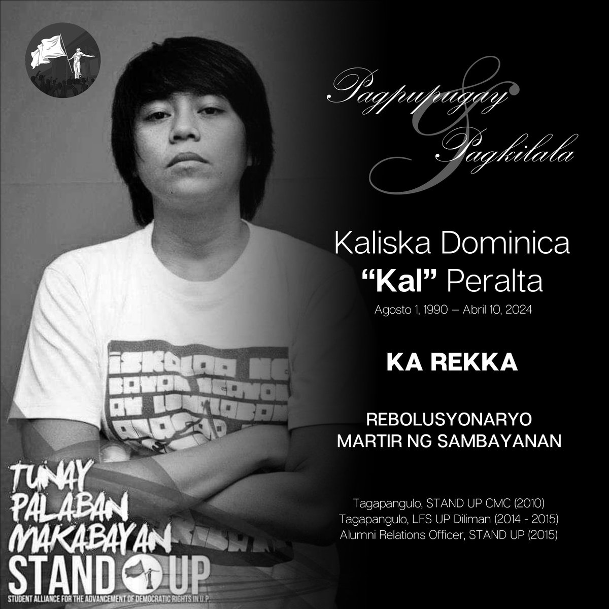 MABUHAY ANG MGA HINDI PANGKARANIWAN AT MARTIR NG SAMBAYANAN! HUSTISYA SA WALANG AWANG PAGPATAY KAY KAL “KA REKKA” PERALTA!