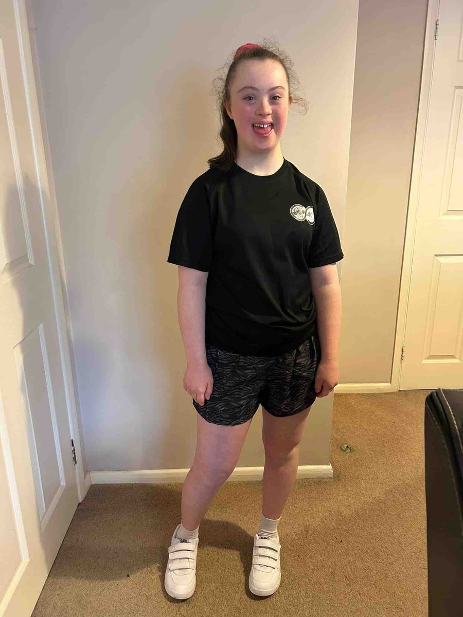 WCAT Ambassador Pippa is attending Zumba twice a week and loving it, so she went shopping for some new sporty clothes. Here she is modelling her new trainers and shorts with her Zumba top! #Fitness #DownSyndrome #WouldntChangeAThing