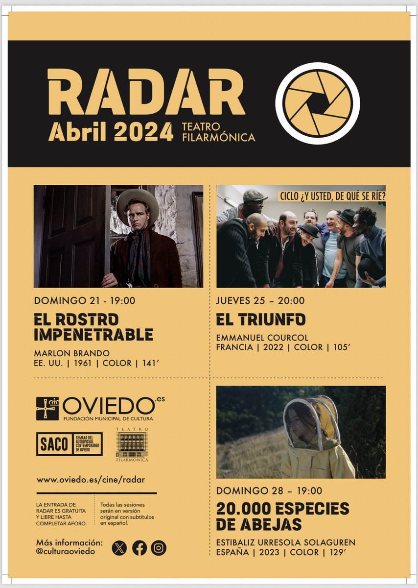 🎶 🎞️🎵🤴🏻 🔷ESTA SEMANA 🔜 🔹Conciertos: CIMCO - 17 abril Banda de Música “Ciudad de Oviedo” 20 abril 🔹Zarzuela : “Coronis” zarzuela barroca- 18 y 20 abril. 🔹Cine: Radar @saco_oviedo 21 de abril #CulturaOviedo #CapitalidadMusical