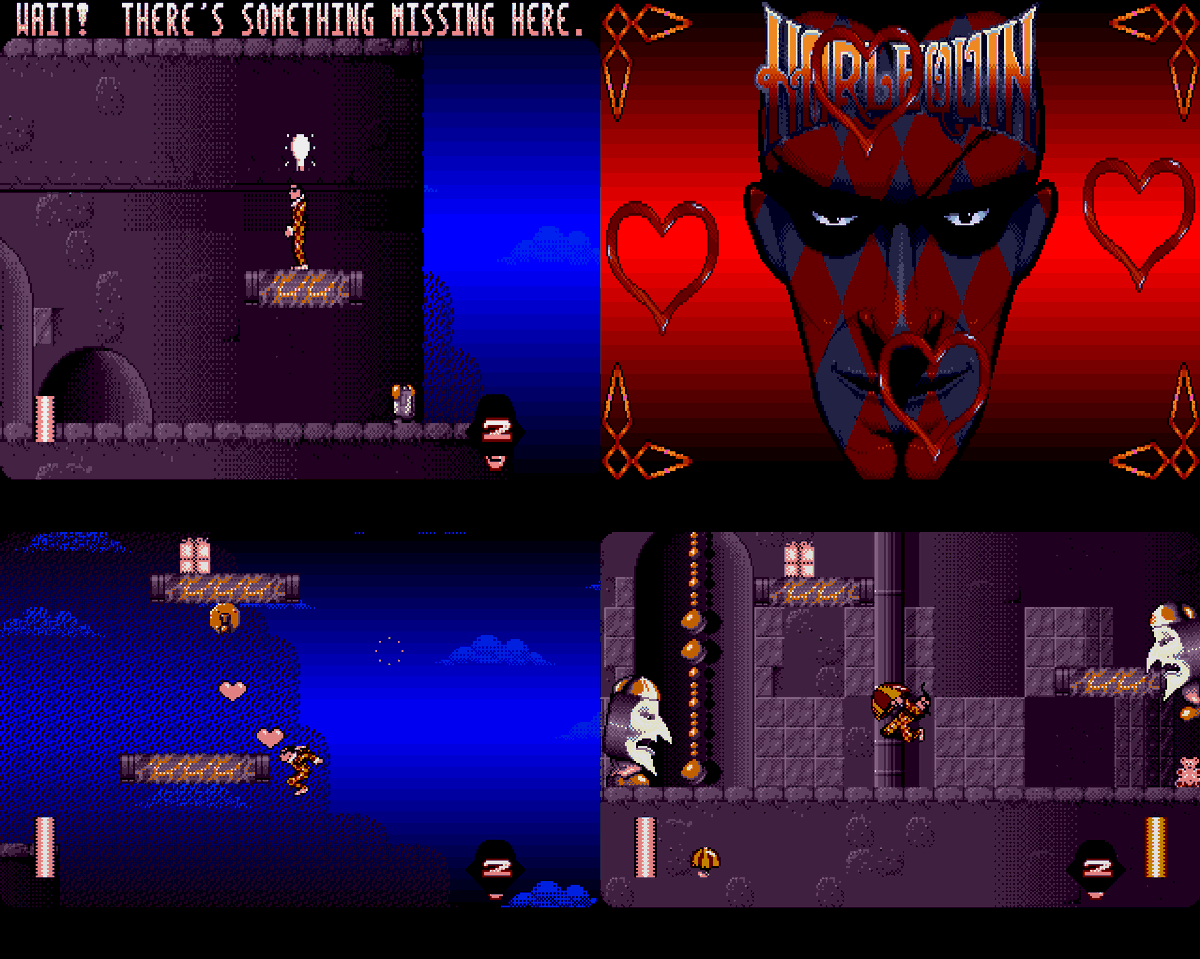 RetroGameGeeks's tweet photo. TRANSBOT TUESDAY: HARLEQUIN This week he's heading back to 1992 to help mend a world's broken heart. An excellent Amiga action platform game from The Warp Factory this was published by Gremlin, did you ever go to the central clock tower? #retrogaming #Amiga #Atari #90s #gaming https://t.co/1EfBfDeJHg