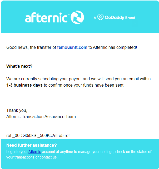 Hamza__Skalli's tweet photo. I wake up this morning i see this beautiful sale, thank you @afternic 
#Domains #Domain https://t.co/z1ZEVknlCU