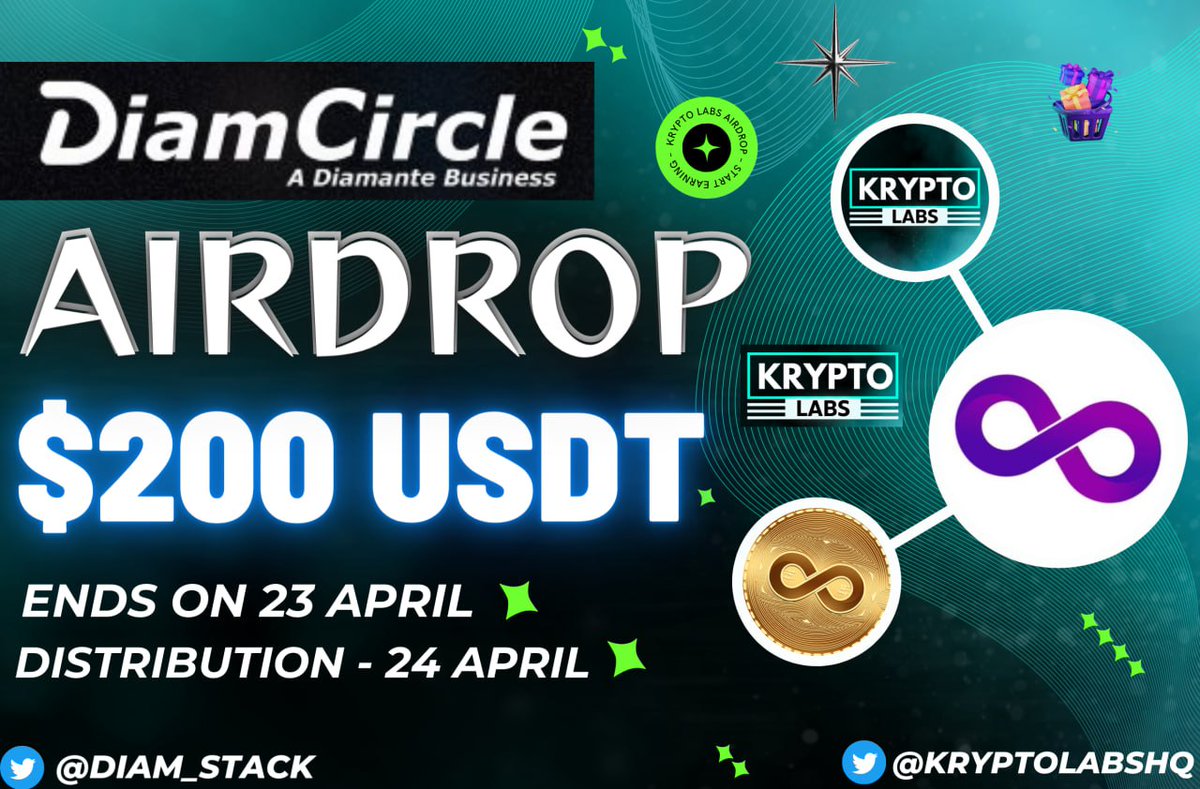 KryptoLabsHQ's tweet photo. 🀄 Join the exclusive #Diam Massive #Airdrop for a shot at winning $200 $USDT! 🙌

🏆 Prize Pool: $200 $USDT 😍
🥰 Winners: Random 

🌟 Follow @diam_stack &amp; @KryptoLabsHQ
🌟 Like, RT &amp; Comment
🌟 Participate:🚀 https://t.co/9sfFk66xmA

🏛️ Ends 23 April

#DIAM #NFT #IDO #Giveaway https://t.co/a67Lyb9RmG