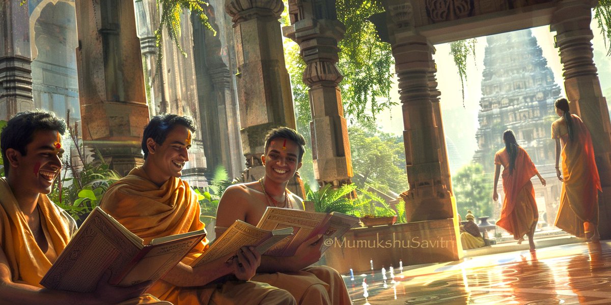MumukshuSavitri's tweet photo. Rishi Patanjali (2nd c. BCE) tells us how students never change - he refers to ancient students joining Chārāyana's school for kambalas (blankets), Pānini's school for rice, Raudhi's school for Ghee &amp; even Simps joining Daksha's school just to get access to girl classmates.😅 https://t.co/qcb9i8sM8h