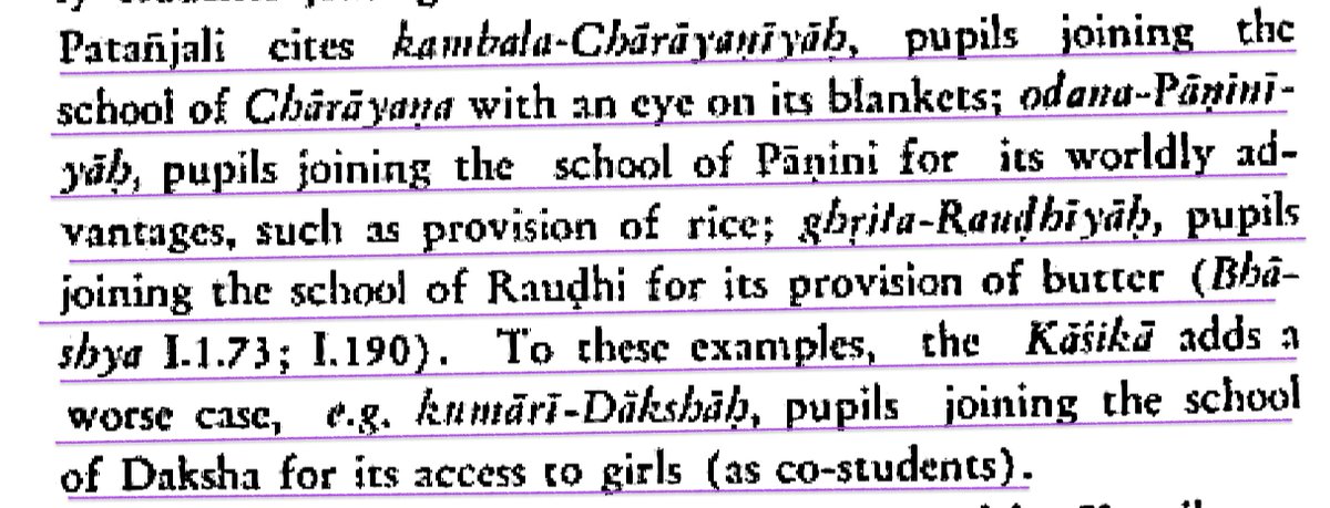 Rishi Patanjali (2nd c. BCE) tells us how students never change - he refers to ancient students joining Chārāyana's school for kambalas (blankets), Pānini's school for rice, Raudhi's school for Ghee & even Simps joining Daksha's school just to get access to girl classmates.😅