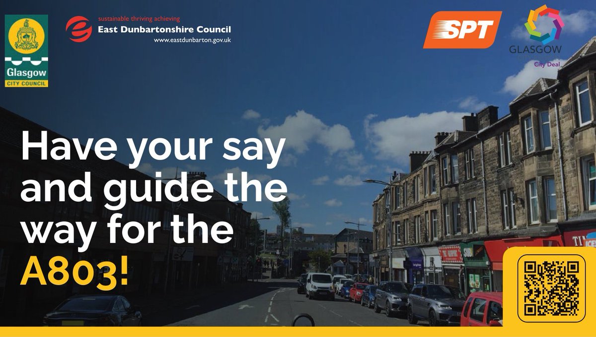 Help steer the A803 Corridor Improvements Project, part of the Glasgow City Region City Deal. Check out info & have a say via our interactive StoryMap - available from orlo.uk/NPMNu - before this Sunday (21 April 2024). @GlasgowCityRgn @SPTcorporate @GlasgowCC