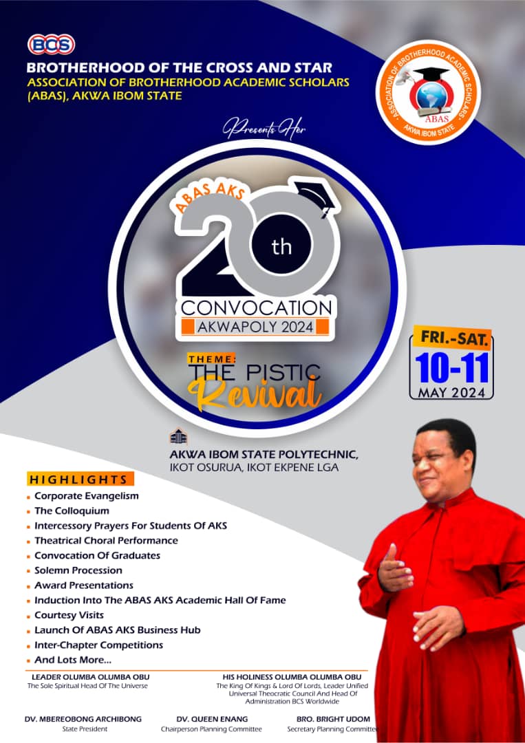 UNIUYOABAS's tweet photo. BCS ABAS AKS 20TH CONVOCATION( AKWAPOLY 2024)
THEME : THE PISTIC REVIVAL https://t.co/NXoF5alhpy