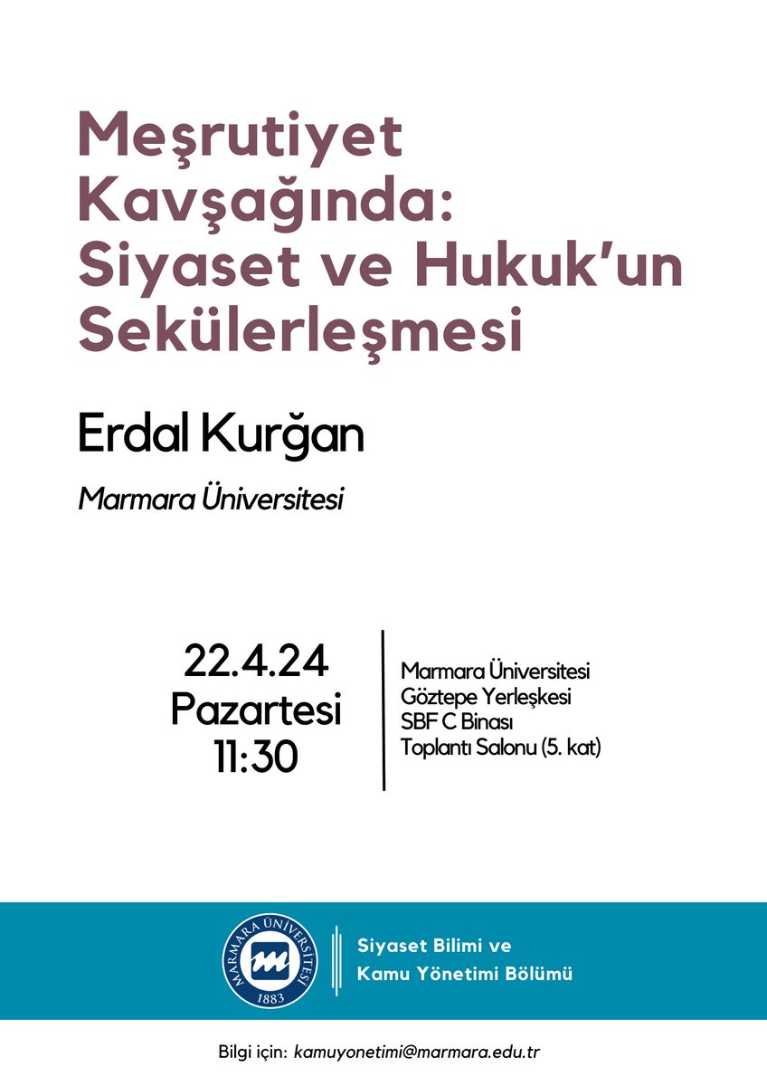 Marmara SBKY 22 Nisan Pazartesi günü @OrtadoguArasEns'de öğretim üyesi Dr. Erdal Kurğan'ı ağırlıyor. kamu.siyasal.marmara.edu.tr/event/bolum-se…