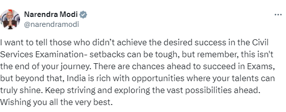 Prime Minister #NarendraModi has congratulated all those who have successfully cleared the #CivilServicesExamination, 2023. 

#UPSC
