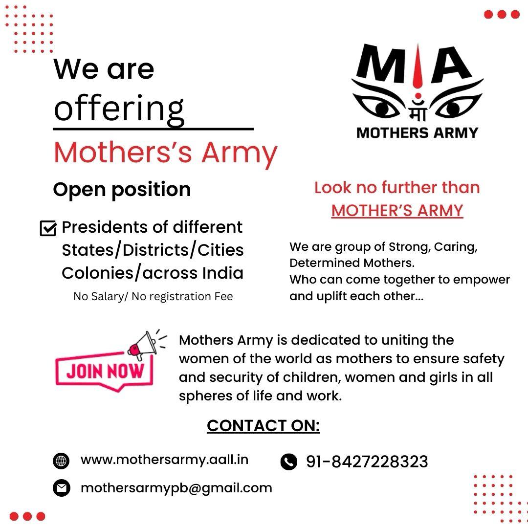 To join Telangana State's Mother's Army, please reach me as I have taken on as The Telangana State President, MA (Mother's Army)... For cities/districts of other states, reach the number mentioned. #MothersInstinct #motherslove #mothersunite