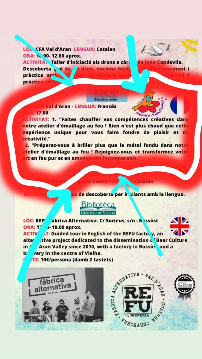 PajaritoNumNum9's tweet photo. Taller de esmaltado al fuego ❤️‍🔥
Día 23 de abril a las 17h.
Prepárate para vivir una experiencia original y divertida.
@cfa ,ESCOLA d ADULTS.
Solamente #valdaran
 Os esperamos!

#taller
#esmaltealfuego
#vielhaemijaran
#Cfa
#escoladadults
#valdaran
#valledearan https://t.co/bWTPJUgokK