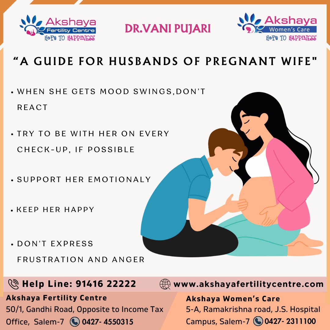 A Guide for Husbands of #Pregnant Wife

#akshayawomenscare #akshayafertilitycentre #wifeylife #ParentingJourney #parentingtips #husbandandwife #pregnancyjourney #pregnancycaretips #tip #healthylifestyletips #antenatalcare #trendingnews #viralcontent #successful #Tweets #salem