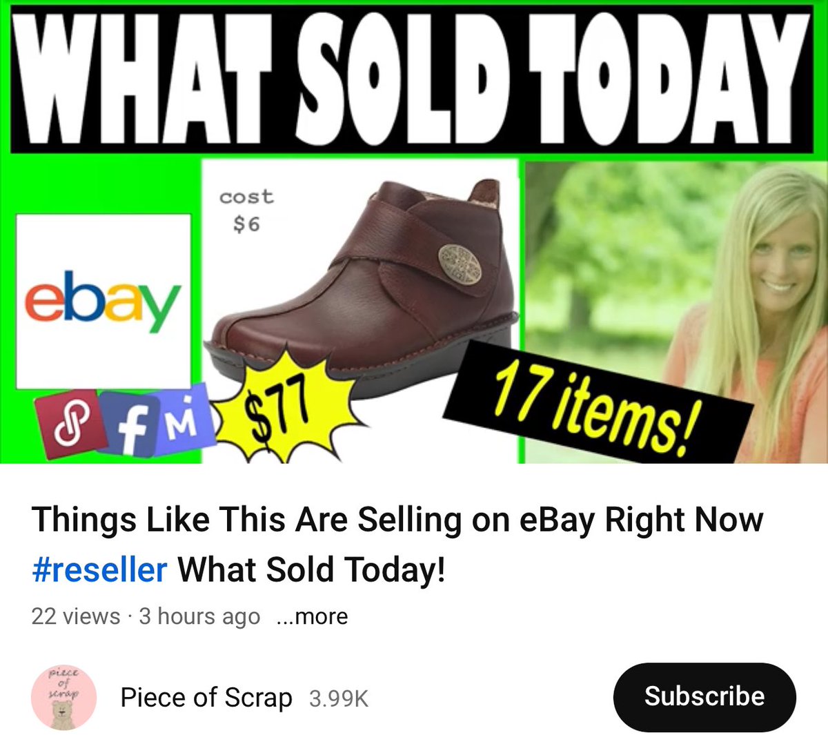 piece_of_scrap's tweet image. 17 items sold TODAY on eBay Poshmark and Mercari #reselling youtu.be/QCvGNR01v_8
.
#whatsold #whatsoldonebay #ebayreseller