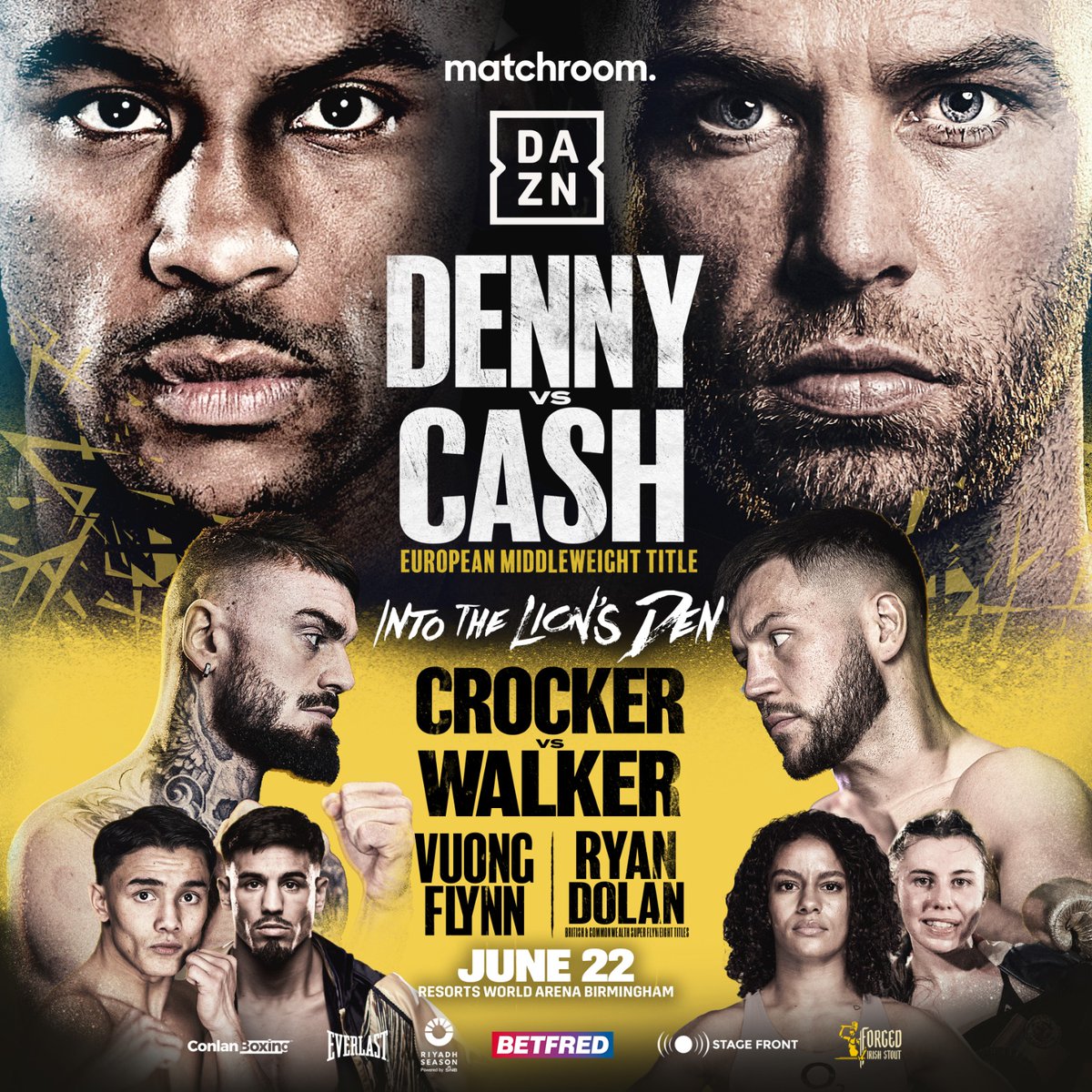 Matchroom Boxing announcing the Birmingham card on June 22nd #DennyCash headlines for the EBU European Middleweight title and also on the card #CrockerWalker #RyanDolan #VuongFlynn #MatchroomBoxing #Boxing
