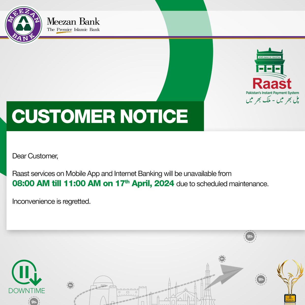 Customer Notice!

#MeezanBank #IslamicBanking #IslamicFinancing