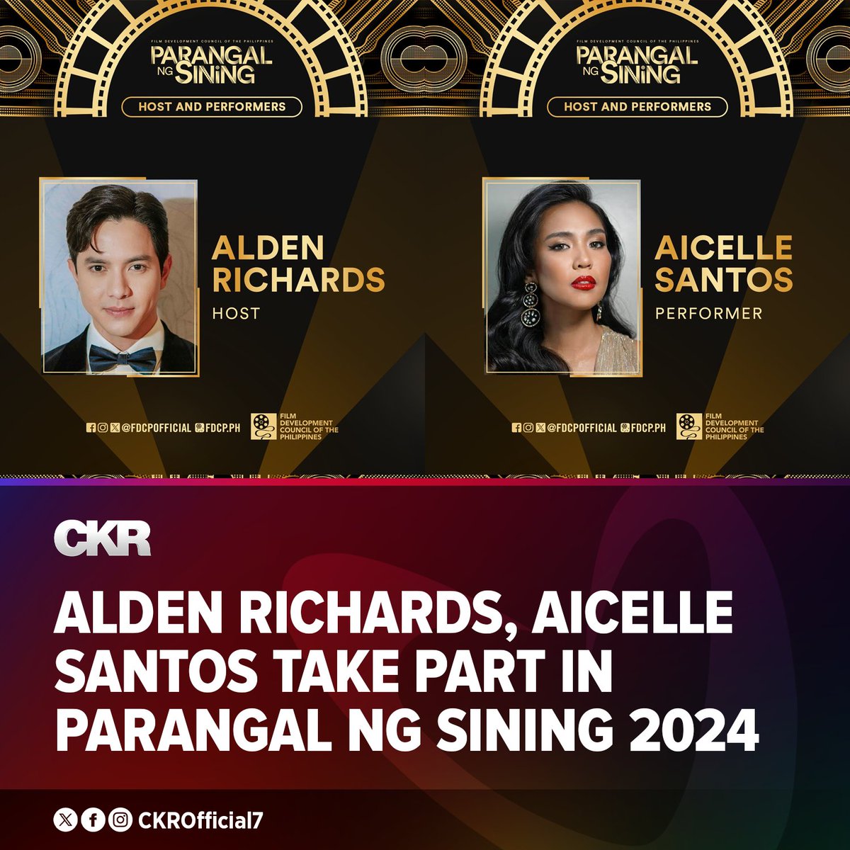 Kapuso Stars at FDCP's Parangal ng Sining 2024 ✨

Asia's Multimedia Star Alden Richards is set to host the awarding event, while Asia's Soul Flair Songstress Aicelle Santos is one of the performers.

#GabiNgParangal #AldenRichards #AicelleSantos