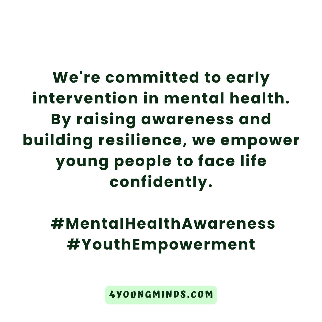 We're here to empower young people to navigate life's ups and downs confidently. 💚#MentalHealthAwareness #YouthEmpowerment
#MentalWellbeing #4youngminds #talkaboutit