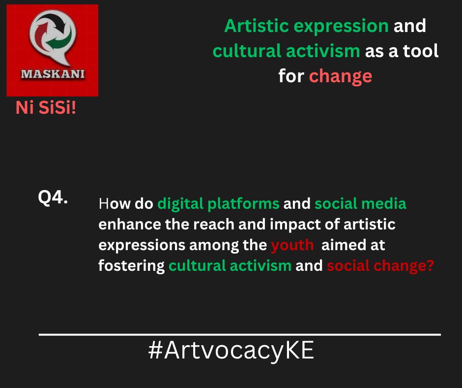How do digital platforms and social media enhance the reach and impact of artistic expressions among the youth  aimed at fostering cultural activism and social change?#ArtvocacyKe