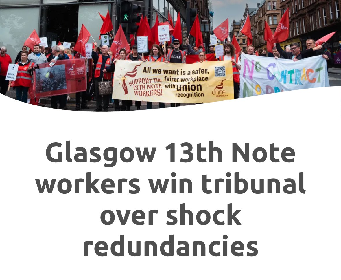 “…complete vindication for the workers who unionised in the face of shocking conditions which saw the venue shut by environmental health. @unitetheunion is unrelenting when it comes to defending our members’ interests… @UniteSharon glasgowtimes.co.uk/news/24256353.…