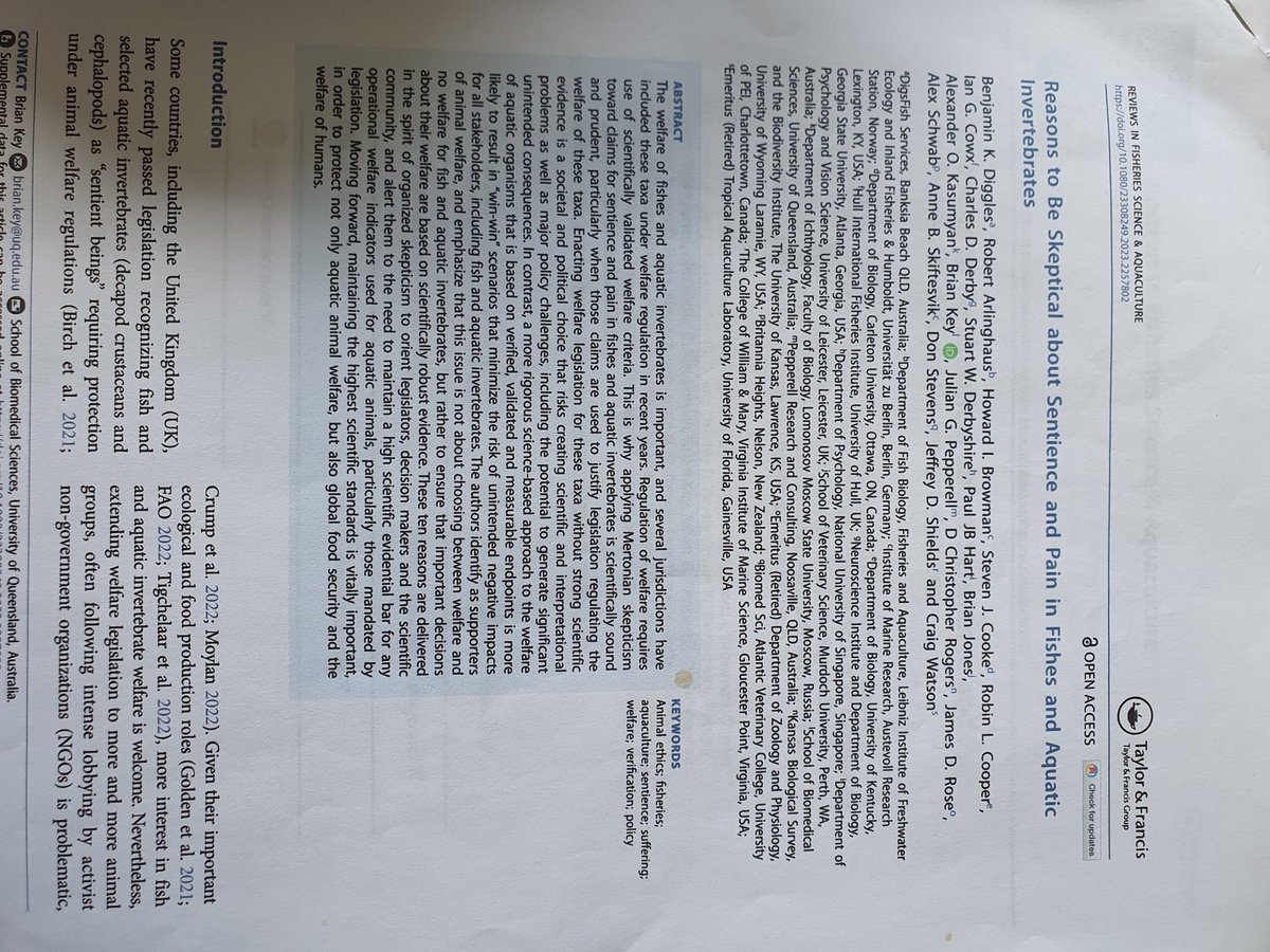 #raadvoordierenaangelegenheden #hengelsport #pijnbijvissen <a href="/PartijvdDieren/">Partij voor de Dieren</a> <a href="/Dierbescherming/">Dierenbescherming</a>
Uit dit 2023 review: "the above cited studies.....represent a consistent body of evidence that debunkes the theory of fish pain from hooking".