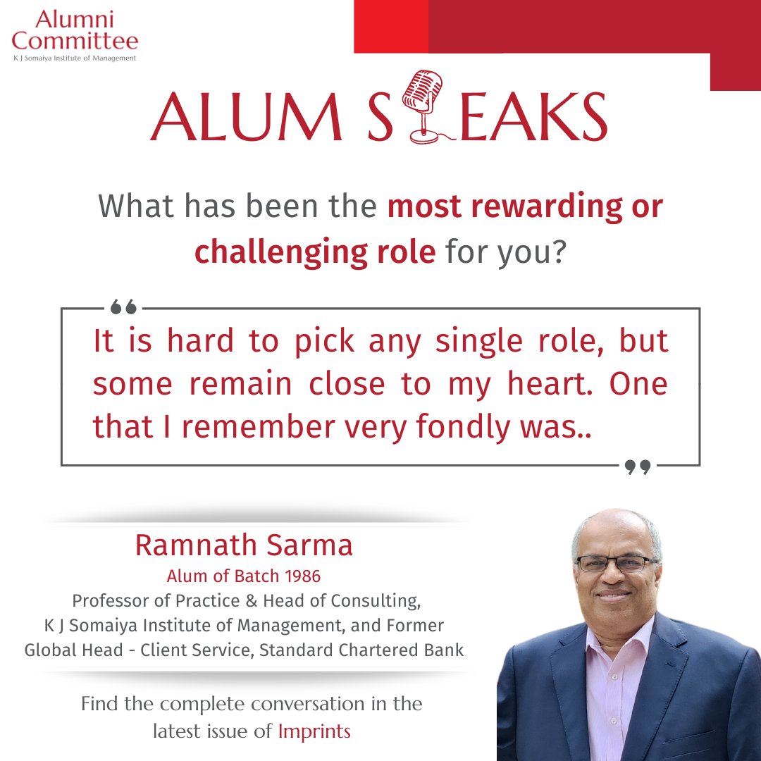 'Every challenging role stretches my own capabilities' Ramnath Sarma offers a glimpse into the most challenging role he encountered during his impressive 35-year career across various organizations like ABN Amro (@ABNAMRO), Tata Infotech, ANZ Bank, and Standard Chartered Bank…