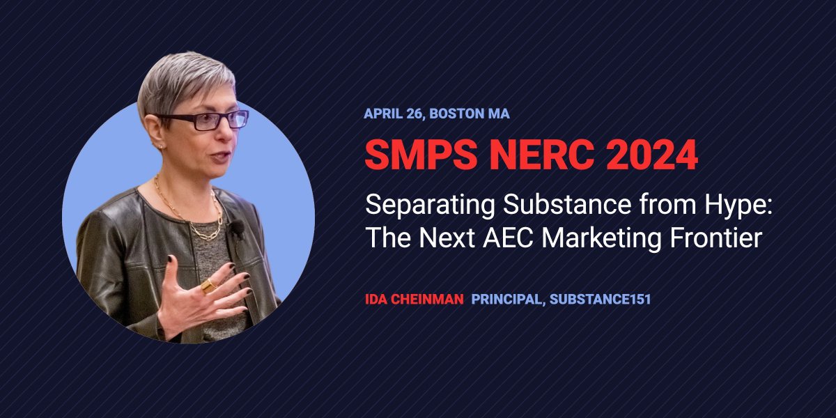 Ready to set sail? Join me @smpsNERC on 4/26 at 9:45 am as we explore what’s next for #AEC digital‐first strategy, marketing, and business development (a spoiler alert – it’s not all about technology!). 

#smpsNERC2024 #smpsNERC #SMPS #AECmarketing #AECmarketers