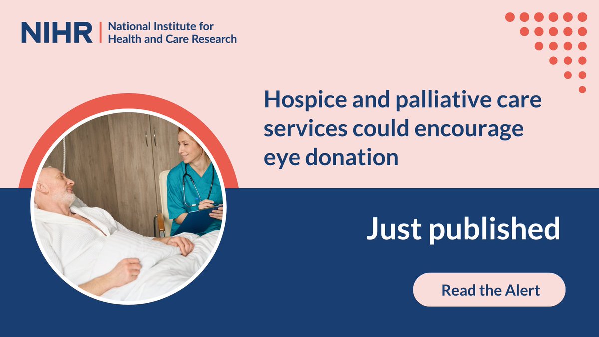 Researchers investigated eye donation practice in end of life care and found that service users support these discussions. Findings suggest clinicians may need training to understand the process of eye donation and to handle conversations sensitively. ➡️ evidence.nihr.ac.uk/alert/hospice-…