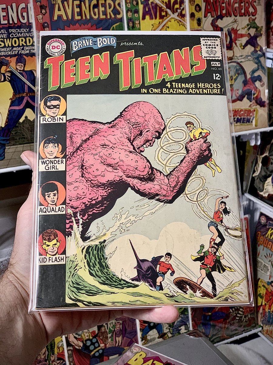 TEEN TITANS TUESDAY This is the 1965 first appearance of Donna Troy, Wonder Girl, and the first time the group is called “Teen Titans.” 💥 The first time the Titans formed was in Brave and the Bold 54, but the name started in issue 60. 💫