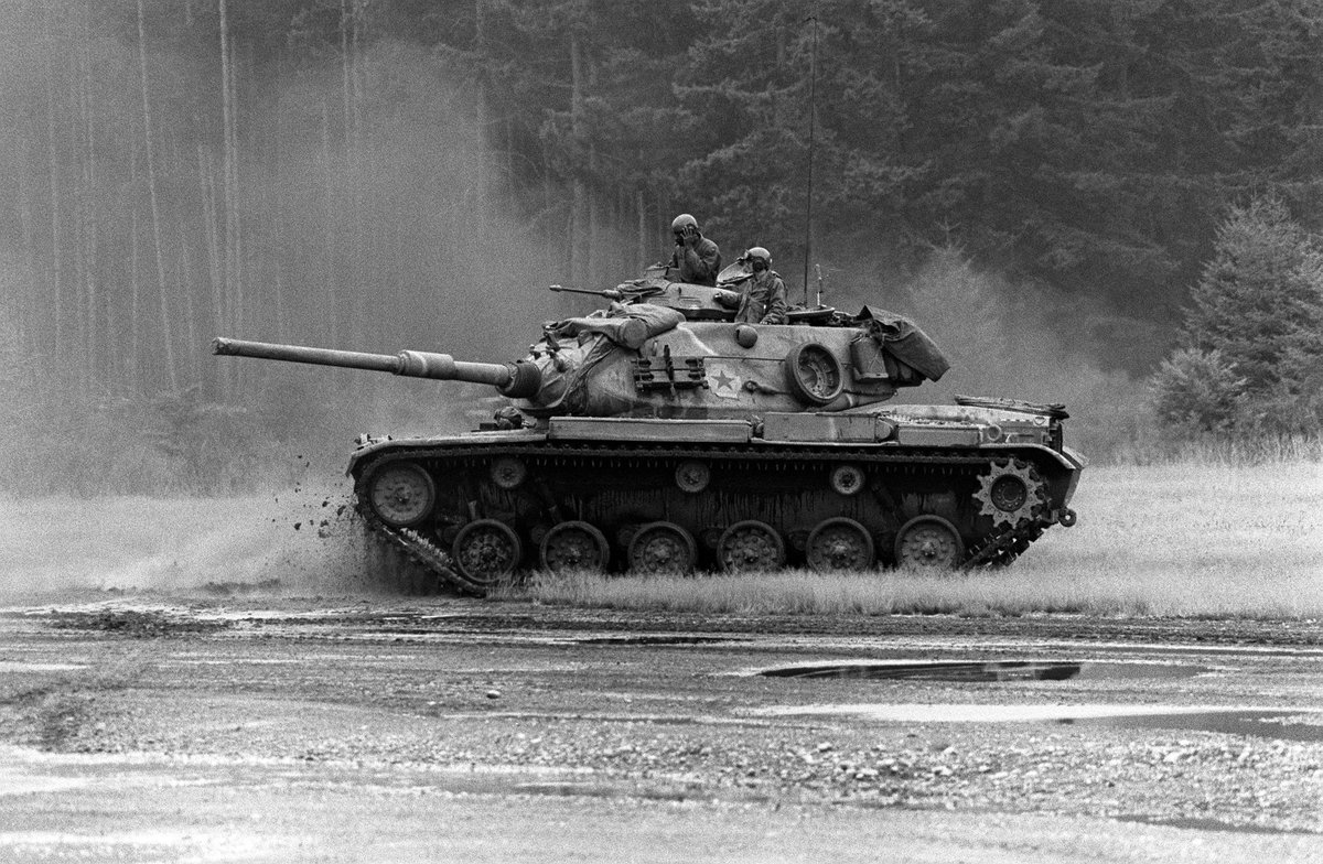 Tank Tuesday - Just a sweet pict of a M60A1, I think.  Hard for me to tell with a side shot, and no spot light. Photo courtesy of NARA!  #tanktuesday #tanks #armor #ilovetanks #tanklover #m60a1 #patton