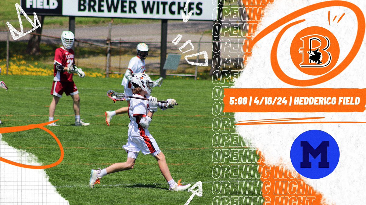 and for the first time ever: HOME LACROSSE ON THE CAMPUS OF BREWER HIGH SCHOOL! 🆚 Morse Shipbuilders ⏰ 5:00 pm 🌎 at Heddericg Field 🎥 Brewer Witches SeasonCast: seasoncast.com/brewerwitches #GoWitches 🥍