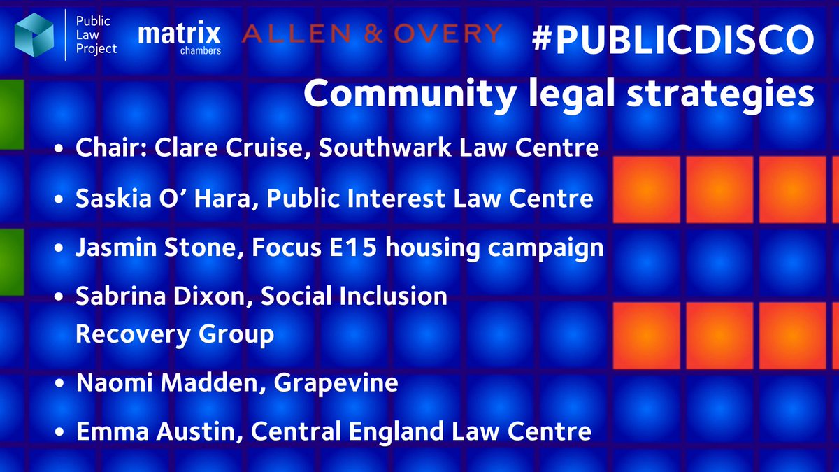 @MatrixChambers @dpg_law @EllenClifford1 @Dis_PPL_Protest @sabashakil__ @thegeminiproj @ChrisBrillEL @ExpertLink2019 @AllenOvery @WORCrights @LeeGTMarsons @InclusionLondon @DLS_Law @Kotovsveta Does your community need a legal strategy to hold the government to account? 💭

Book now to hear from Clare Cruise @SouthwarkLawCen, @sabrinapdixon, Jasmine Stone @FocusE15, Saskia O'Hara @pilcmv, Emma Austin @CE_LawCentre and Naomi Madden
@grapevinecandw