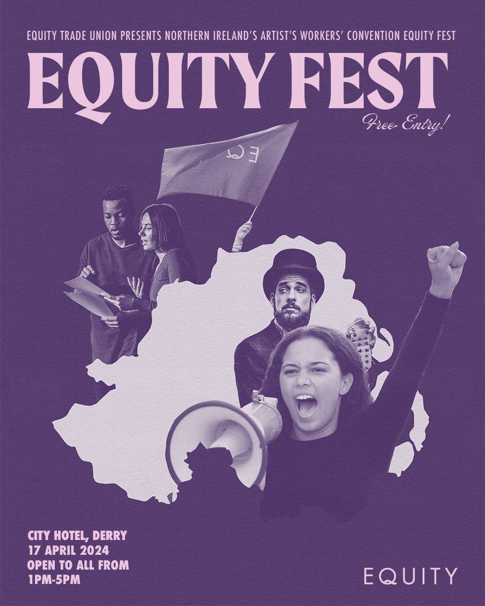 We are delighted to be heading along to #EquityFest24 tomorrow at @CityHotelNI ⭐ Free & open to all artists (not just equity members) from 1-5pm with a series of informative and nurturing talks and seminars! See you all there! 🎪 equity.org.uk/get-involved/e… #EquityFest24