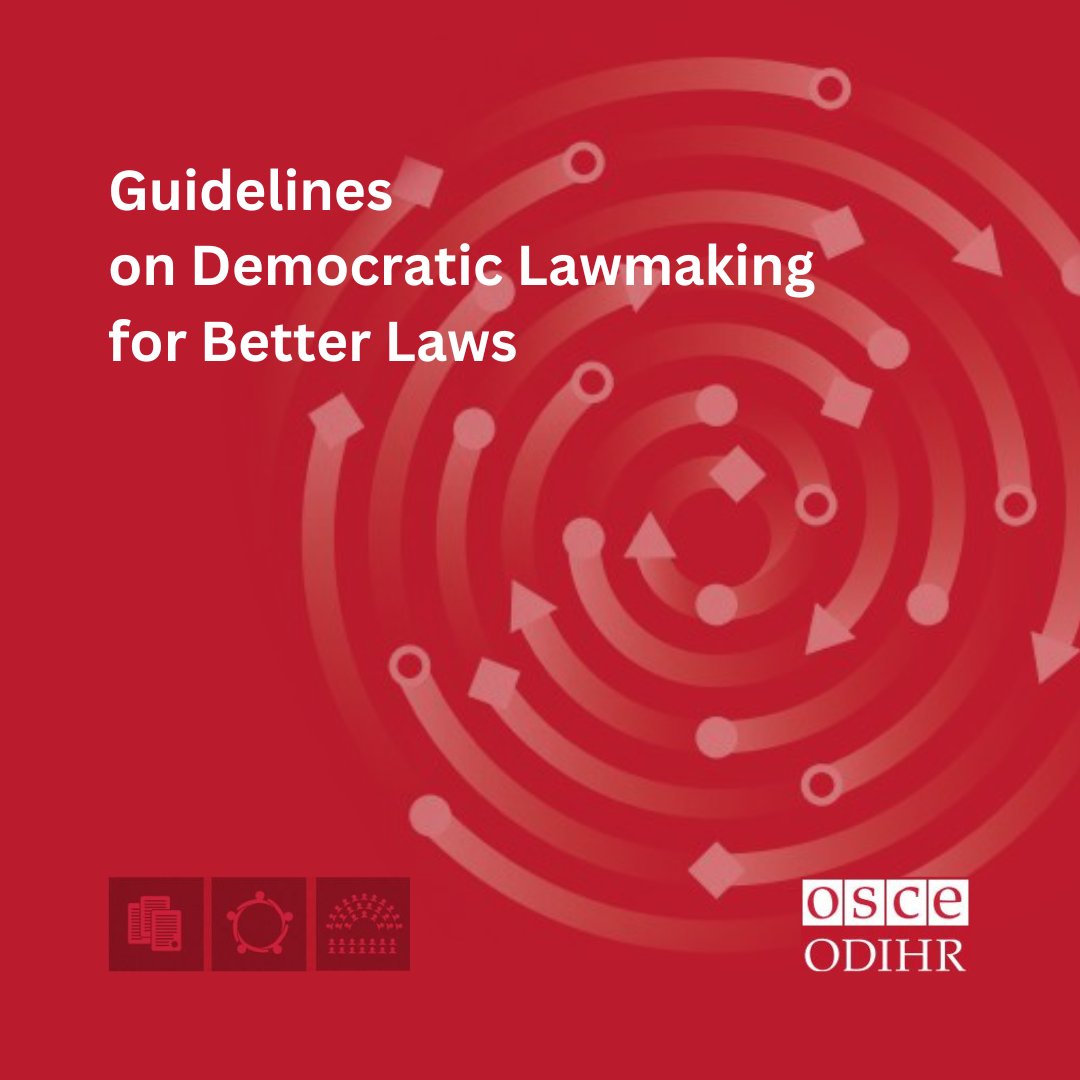 What is democratic #lawmaking? ODIHR help countries across the OSCE region bring their lawmaking processes closer in line with #HumanRights and #RuleOfLaw standards and democratic principles. Find out more in our guide, now also in Russian👉 bit.ly/422Q8dB