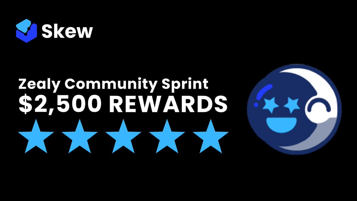 Skew is now on Zealy! Earn XP by completing quests and be rewarded with $USDT for being on top! Prize Pool Total: 2,500 $USDT ⏰ First sprint ends: May, 16th Join the Skew community on Zealy and start leveling up: zealy.io/cw/skew/questb… #ZealySprint #DeFi