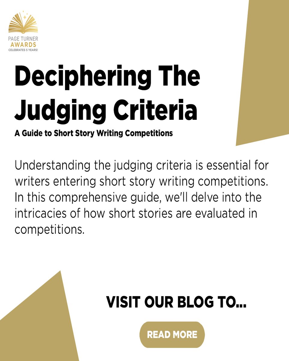 Deciphering the Judging Criteria - A Guide to Short Story Writing Competitions 📚🏆 Read Here 👉🏻 pageturnerawards.com/short-story-wr… #writer #shortstory #writingcompetition #writingcompetitions #author #writing #writers #writingcommunity #writingtips #writinghacks #writingcontest